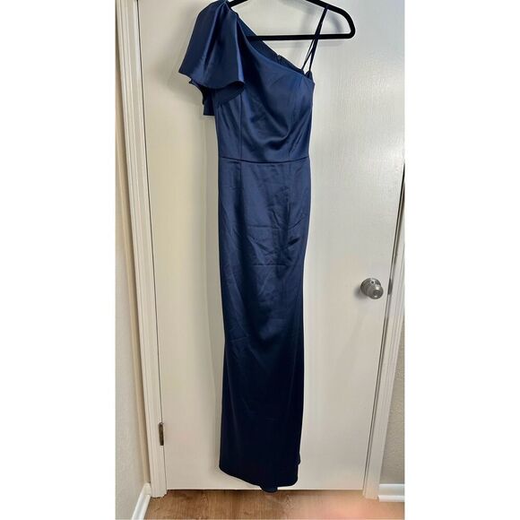 Mac Duggal NWT size 4 navy gown FLUTTER SLEEVE style 26521 - Picture 4 of 16
